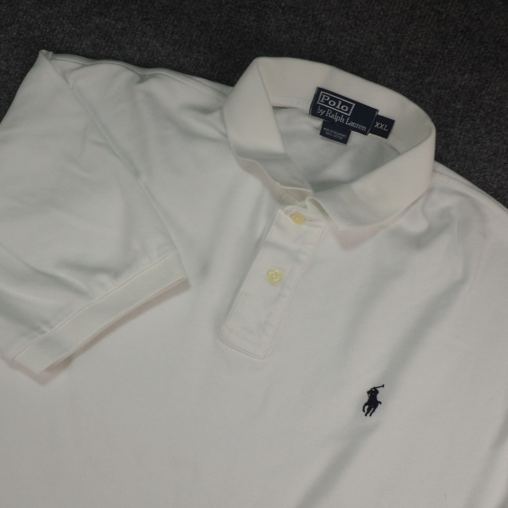 Polo Ralph Lauren Shirt Mens 2XL Polo White Solid Short Sleeve Pony Logo Preppy